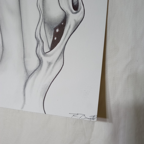 Prison art. "Smoke girl" 7" x12" pen and ink on cardstock. Drawn by Idah… - Picture 3 of 3